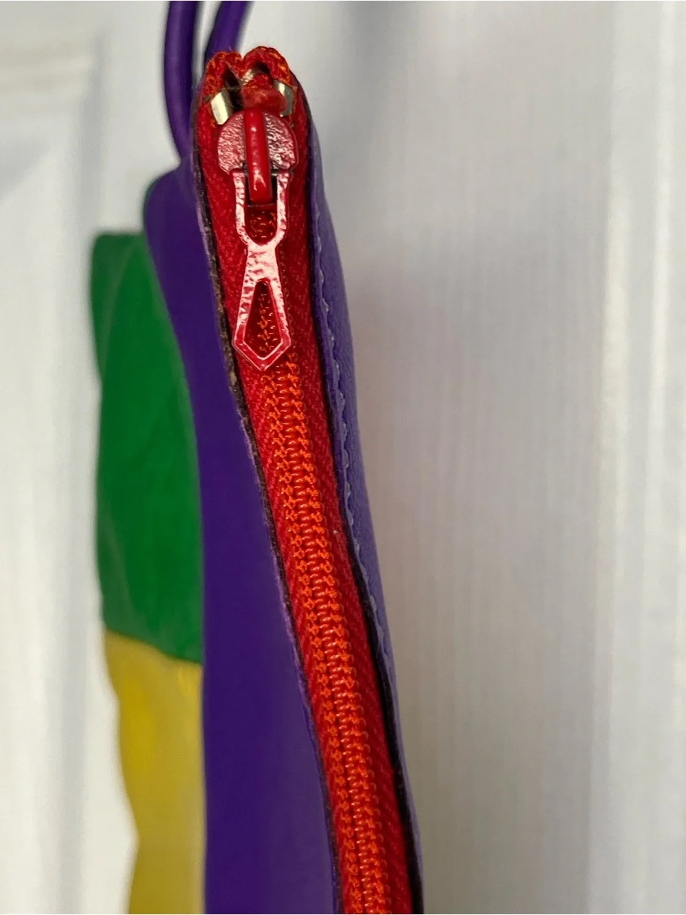 Mark Cross Vintage Colorblock Leather Wristlet Clutch Multicolor Retro 80s Rare